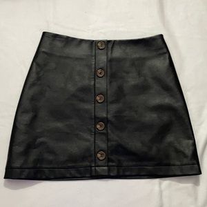 Forever 21 faux black leather skirt with brown buttons
